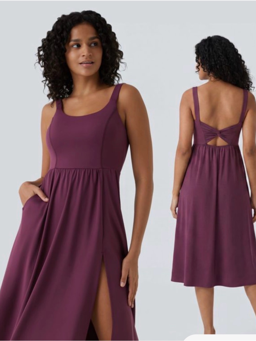 Sleeveless Midi Dress in Plum